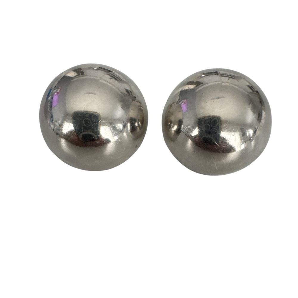 Vintage Modernist Taxco Earrings Sterling Silver Clip On 20g
